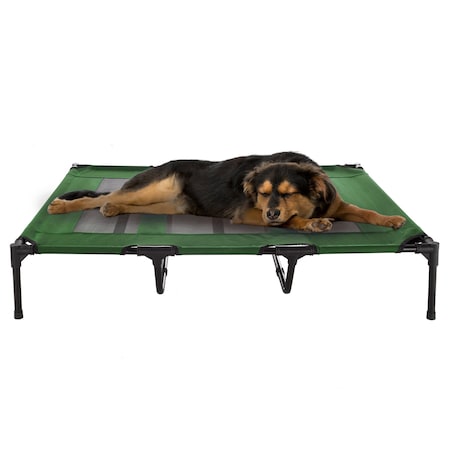 Elevated Portable Pet Bed Cot-Style 48”x35.5”x9” For Dogs And Small Pets , Indoor/Outdoor (Green)